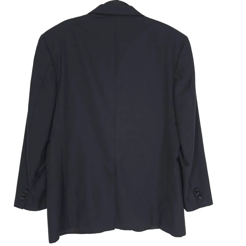 PIERRE BALMAIN Tuxedo Blazer Black Wool Satin Lapel 40R MADE IN USA‎